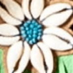 Cowrie Bead Flower Earrings-Mint